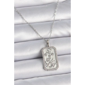 316L Çelik Gümüş Renk Zincir Yengeç Burcu Zirkon Taşlı Kadın Kolye