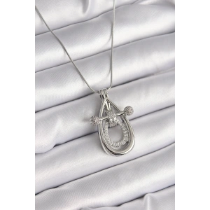 316L Çelik Gümüş Renk Zirkon Taşlı Damla Model Kadın Kolye