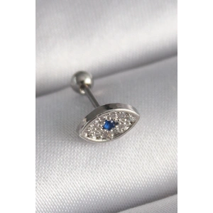 316L Çelik Gümüş Renk Zirkon Taşlı Göz Tragus Piercing