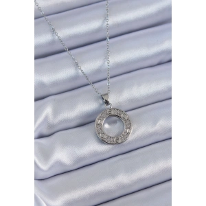 316L Çelik Gümüş Renk Zirkon Taşlı Model Kadın Kolye