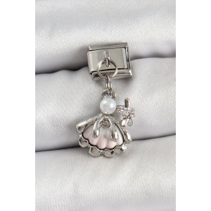 316L Çelik Sallantılı İnci Detaylı İstiridye Model Gümüş Renk Nomination Charm