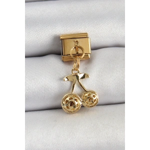 316L Çelik Sallantılı Zirkon Taşlı Fiyonk Model Gold Renk Nomination C316L Çelik Sallantılı Kiraz Model Gold Renk Nomination Charm