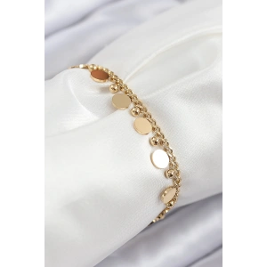316L Çelik Sıralı Pul Model Gold Renk Kadın Bileklik