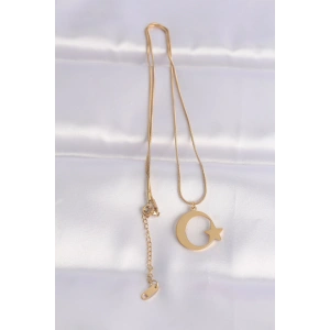 316L Çelik Zincir Gold Renk Ay Yıldız Unisex Kolye