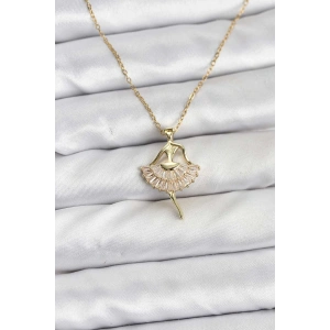 316L Çelik Zincir Gold Renk Balerin Model Kadın Kolye