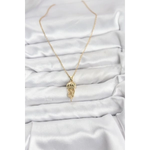 316L Çelik Zincir Gold Renk Deniz Anası Model Zirkon Taşlı Kadın Kolye