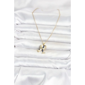 316L Çelik Zincir Gold Renk Dolphin Model Kadın Kolye