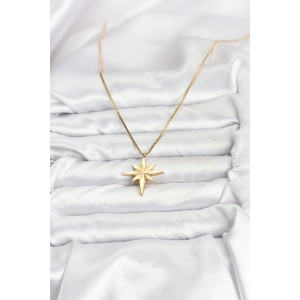 316L Çelik Zincir Gold Renk Kutup Yıldızı Model 60 cm Zincir Kadın Kolye