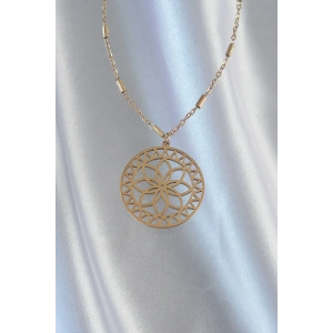 316L Çelik Zincir Gold Renk Lotus Model Kolye