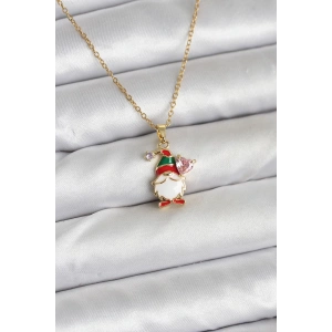 316L Çelik Zincir Gold Renk Yılbaşı Teması Kadın Kolye