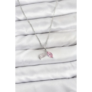 316L Çelik Zincir Gümüş Renk Balık Kuyruğu Model Zirkon Taşlı Kadın Kolye