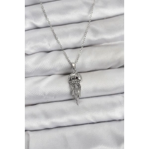 316L Çelik Zincir Gümüş Renk Deniz Anası Model Zirkon Taşlı Kadın Kolye