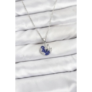 316L Çelik Zincir Gümüş Renk Gece Model Zirkon Taşlı Kadın Kolye