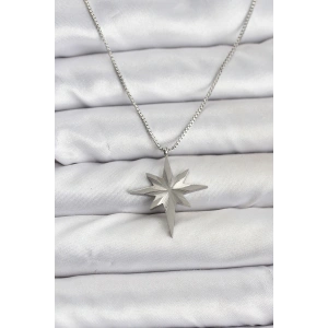 316L Çelik Zincir Gümüş Renk Kutup Yıldızı Model 60 cm Zincir Kadın Kolye