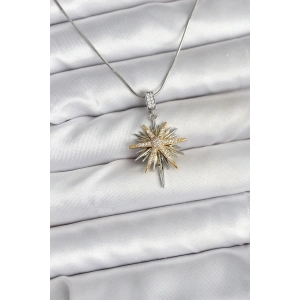 316L Çelik Zincir Gümüş Renk Kutup Yıldızı Model Kadın Kolye