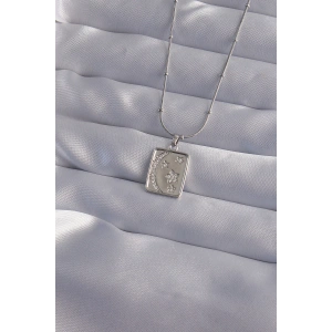 316L Çelik Zincir Gümüş Renk Zirkon Taşlı Ay Yıldız Figürlü Tarot Kolye