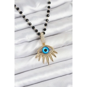 316L Çelik Zincir Kristal Boncuklu Göz Model Kadın Kolye