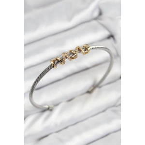 316L Çelik Zirkon Taşlı Model Gold Ve Gümüş Renk Kadın Bileklik