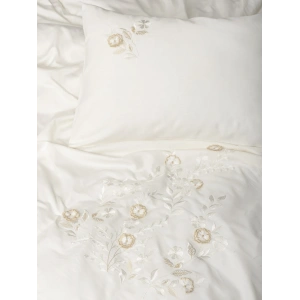 3D Nakışlı Çift Kişilik Saten Nev Takımı Gilded Ekru
