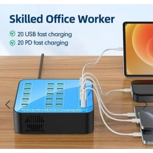 40 Portlu 400w Hızlı Şarj İstasyonu 20x Usb + 20x Type-c Pd Çıkışlı Şarj