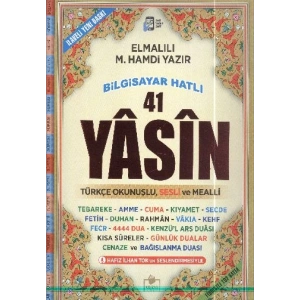 41 Yasin Cami Boy Fihristli Bilgisayar Hatlı Türkçe Okunuşlu ve Sesli Mealli