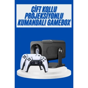 4K Android Smart Wifi Çift Kollu Projeksiyon Game Box Kumandalı Taşınabilir Yeni Nesil