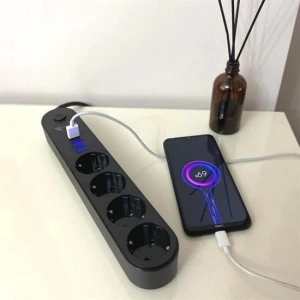 4lü Siyah Anahtarlı 3 Usb Li Akım Korumalı Topraklı Çocuk Korumalı Grup Priz 2 Metre (  )