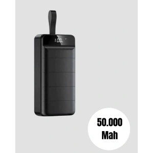 50.000 mAh Kapasiteli Powerbank – Hızlı Şarj Destekli, 4 USB Portlu, LED Işıklı Taşınabilir Enerji Deposu