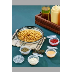 6 lı Yelpaze Kapaklı Şeffaf Mini Sosluk- Ketçap Mayonez Kabı- Kahve Yanı Şeker Lokumluk