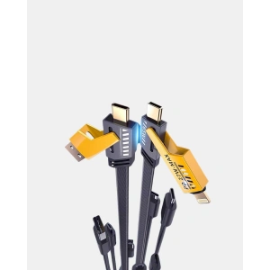 65W 4’ü 1 Arada Örgülü Hızlı Şarj Kablosu USBC USBA Çoklu Şarj Dayanıklı