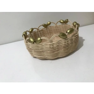 boncuklu  rattan küçük sepet