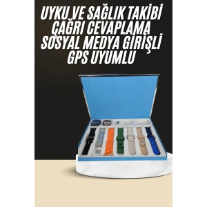 7 Kordonlu Unisex Akıllı Saat Çoklu Kordon Seçeneği Amoled Ekran