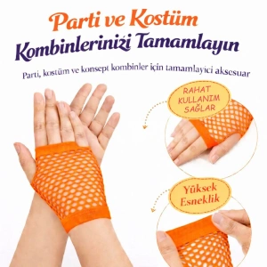 80’ler 90’lar Retro Neon Tcu File Parmaksız Kısa Eldiven 11 cm