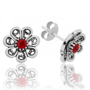 925 Ayar Gümüş Kırmızı Telkari Çiçek Çivili Küpe Ea1160159 (74)