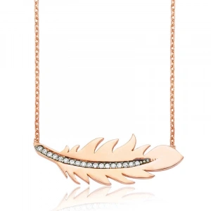 925 Ayar Gümüş Kuş Tüyü Kolye Pt2610121 (74)