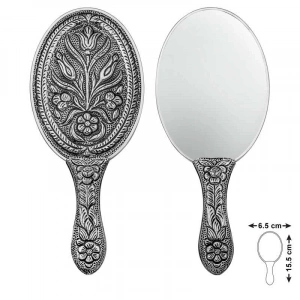 925 Ayar Gümüş Lale Motifli El Aynası T8636 (74)