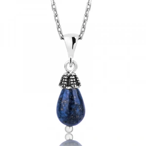 925 Ayar Gümüş Lapis Doğal Taş Kadın Gümüş Kolye Pt2610374 (74)