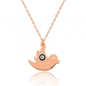 925 Ayar Gümüş Nazarlı Kuş Kadın Gümüş Kolye Pt2610595 (74)