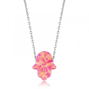 925 Ayar Gümüş Pembe Opal Fatma Eli Kadın Gümüş Kolye Pt2610042 (74)