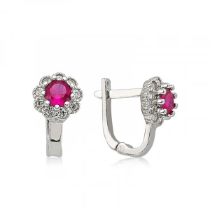 925 Ayar Gümüş Pembe Taşlı Çiçek Küpe Ea1080006 (74)