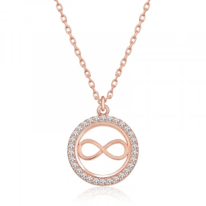 925 Ayar Gümüş Rose Minik Sonsuzluk Kadın Gümüş Kolye T5336 (74)