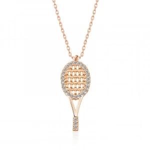 925 Ayar Gümüş Tenis Raketi Kadın Gümüş Kolye T4874 (74)