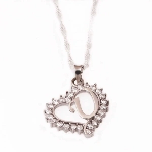 925 Ayar Gümüş U Harfi Kalpli Kadın Gümüş Kolye Pnd47157044 (74)