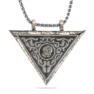 925 Ayar Gümüş Üçgen İçi Açılabilen Gül Muskalık Gümüş Kolye T6062 (74)