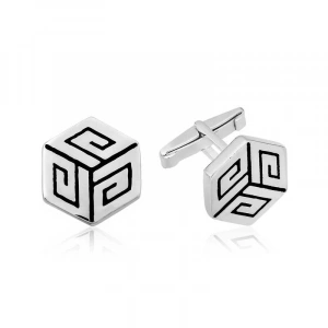 ​925 Ayar Gümüş Vintage Desenli Petek Kol Düğmesi T4663 (74)