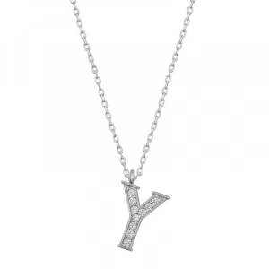 925 Ayar Gümüş Y Harfi Kadın Gümüş Kolye T6702 (74)