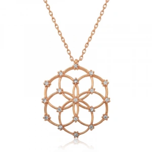 925 Ayar Gümüş Yaşam Çiçeği Kadın Gümüş Kolye T4598 (74)