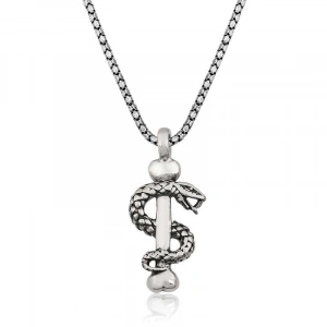 925 Ayar Gümüş Yılan Erkek Gümüş Kolye T4365 (74)