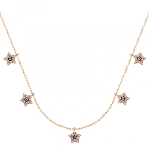 925 Ayar Gümüş Yıldız Nazarlı Şans Kadın Gümüş Kolye T6673 (74)