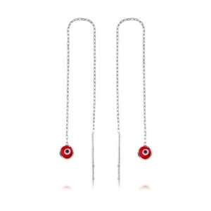 925 Ayar Gümüş Zincirli Kırmızı Nazar Küpe Ea1160043 (74)